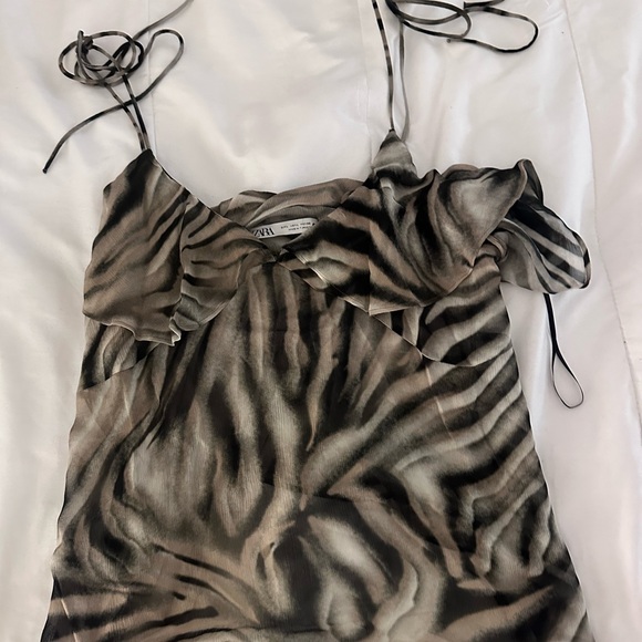 Zara Tops - Zara Black and Gray Zebra Print Camisole